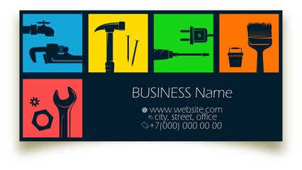 Business card concept repair service and maintenance
