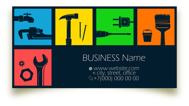 Business card concept repair service and maintenance