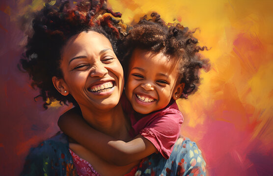 Madre e hija afro mostrando su alegrías 