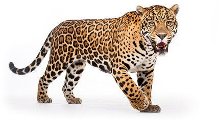 jaguar isolated on white background, AI Generative.