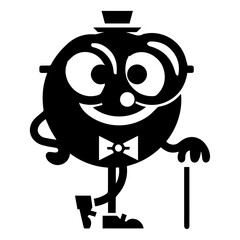 minimal carton funny character, Mr. Funny, vector silhouette, black color silhouette, white background