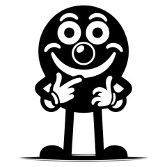 minimal carton funny character, Mr. Funny, vector silhouette, black color silhouette, white background