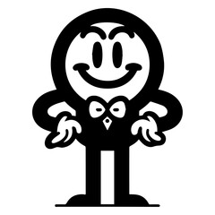 minimal carton funny character, Mr. Funny, vector silhouette, black color silhouette, white background