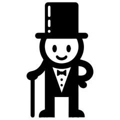 minimal carton funny character, Mr. Funny, vector silhouette, black color silhouette, white background