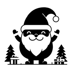 minimal carton funny character, Santa Claus, vector silhouette