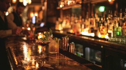 Fototapeta na wymiar Colorful Cocktails: A Vibrant Display at the Bar