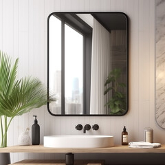 Bathroom Mirror. Minimalistic and Aesthetic Designs - obrazy, fototapety, plakaty