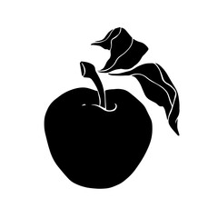 Silhouette,stamp of apple fruit.Vector graphics.