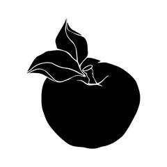 Silhouette,stamp of apple fruit.Vector graphics.