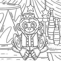 Circus Monkey Toy Coloring Page for Kids