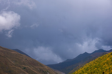 stormy sky in the mountains in autumn