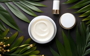 Top view of natural skin care cream product