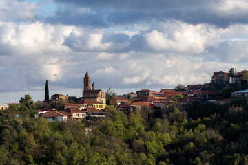 Fototapeta premium view of the village of Sighnaghi in the Alazani Valley