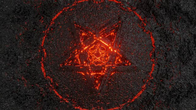 Pentagram wicca star esoteric occult spiritual and black magic symbol. Pentacle neon star amulet satanic pentagram