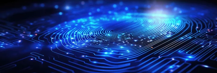 Fotobehang Advanced Biometric Fingerprint Identification System banner © Nino Lavrenkova