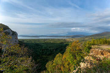 Fototapeta premium view of a lake in a mountainous area
