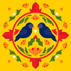 Colorful Folk Art German Bird Design