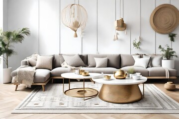 Obraz premium modern minimal design of a home interior. Envision a serene space with a neutral color palette