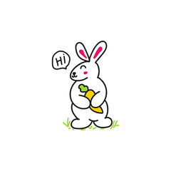 Cute bunny holding a carrot vector illustration for fabric, textile and print