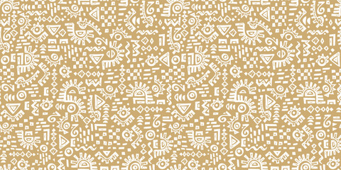 Hand drawn abstract seamless pattern, ethnic background, simple style - great for textiles, banners, wallpapers, wrapping - vector design - obrazy, fototapety, plakaty