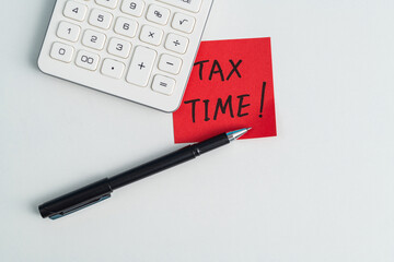 Tax time sticker with calculator