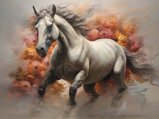 Obraz na płótnie Canvas White Horse Painting, Ai generated