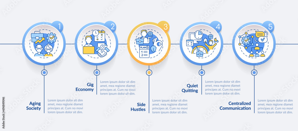 Poster 2d workplace trends vector infographics template with thin linear icons concept, data visualization 