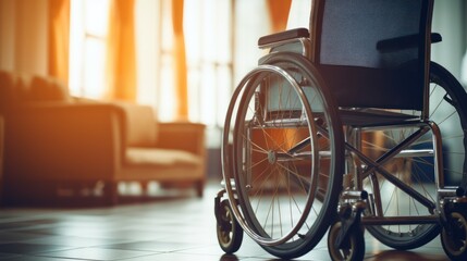 a wheelchair at the hospital, hospital corridor