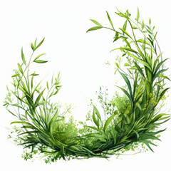 watercolor grass lawn clipart, Generative Ai