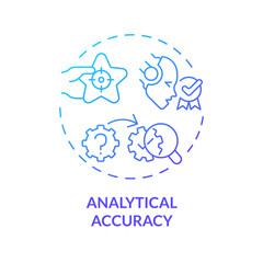 2D gradient analytical accuracy icon, creative isolated vector, thin line blue illustration representing cognitive computing.