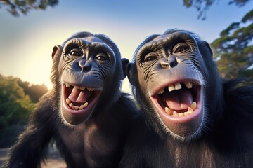 apes taking a selfie