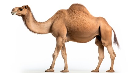 Camel in the desert isolated on transparent and white background.PNG image.