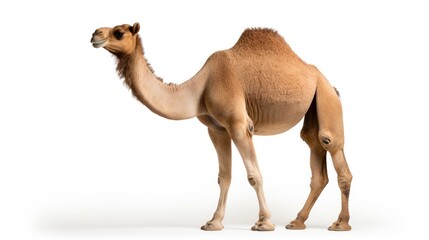 Camel in the desert isolated on transparent and white background.PNG image.