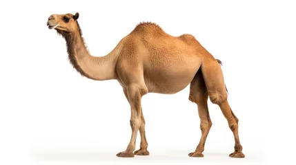 Poster Camel in the desert isolated on transparent and white background.PNG image. © CStock