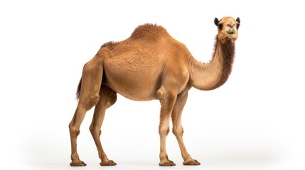 Camel in the desert isolated on transparent and white background.PNG image.