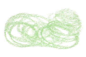 Green crayon scribbles isolated on transparent background.