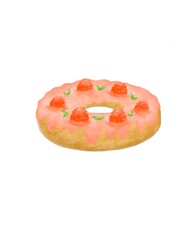 Strawberry donut with icing sugar 