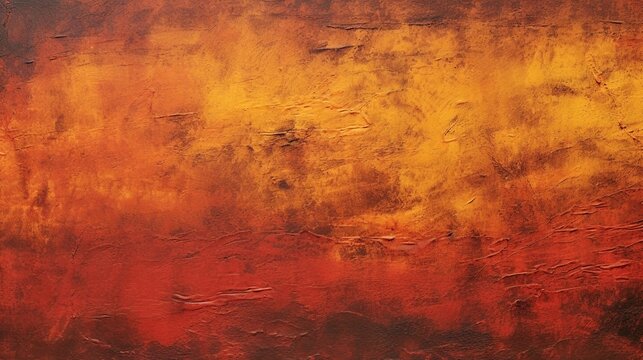 Dark red orange and yellow grungy dry paint texture for background.