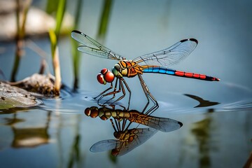 dragonfly on a water