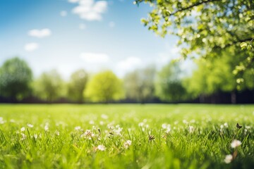 natural Green Grass With Sunlight Background, Spring Style