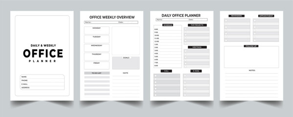 Work & Office Planner template with cover page layout design 