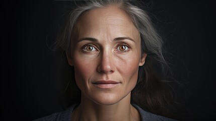 Aged Woman Portrait with no Makeup