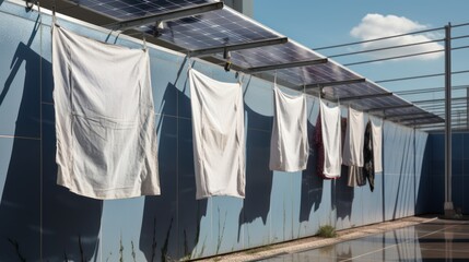 Cloth against the sun during the day, washing and cleaning photovoltaic panels 