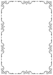 Vintage frame and border ornament. Classic swirl divider filigree. Hand drawn vector illustration. Element for decorative frame, template, document, new year greeting card, invitation, certificate.