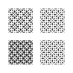 Mosaik seamless pattern. Modern outline shape geometric flowers pattern. Floral tile design element.