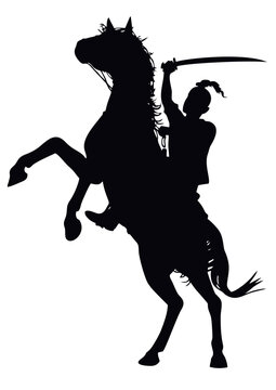 Cossack with a saber on horseback