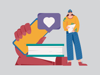 Flat vector illustration of business people operating work scene
