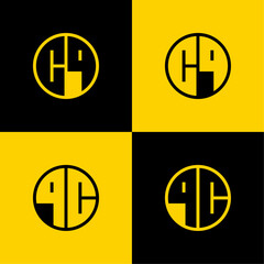Simple CQ and QC Letter Circle Logo Set, suitable for business with CQ or QC initial