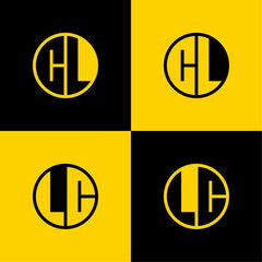 Simple CL and LC Letter Circle Logo Set, suitable for business with CL or LC initial