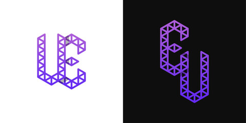 Letters EU and UE Polygon Logo Set, suitable for business related to polygon with EU and UE initials
